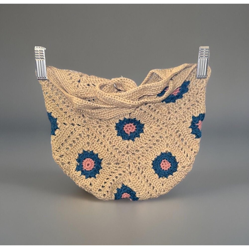 Crocheted boho flower purse. Cotton/bamboo blend